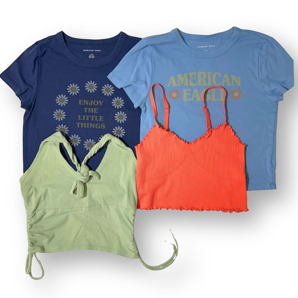 American Eagle AE Hollister Aerie Shirt Sz L Bundle (4) T-Shirts Halters